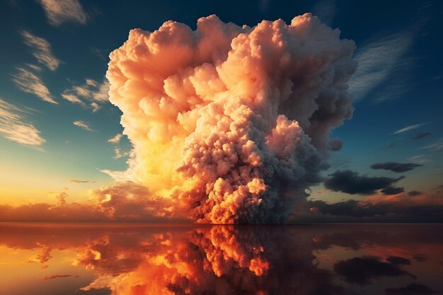 Explosión de la nube al atardecer