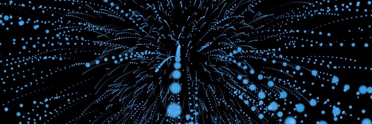 Foto explosión de partículas azules