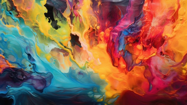 Foto una explosión de pintura colorida.