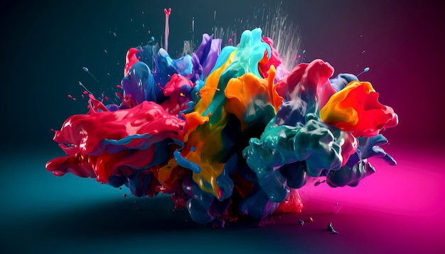 Explosión de pintura vibrante: una explosión de creatividad colorida creada con tecnología de IA generativa