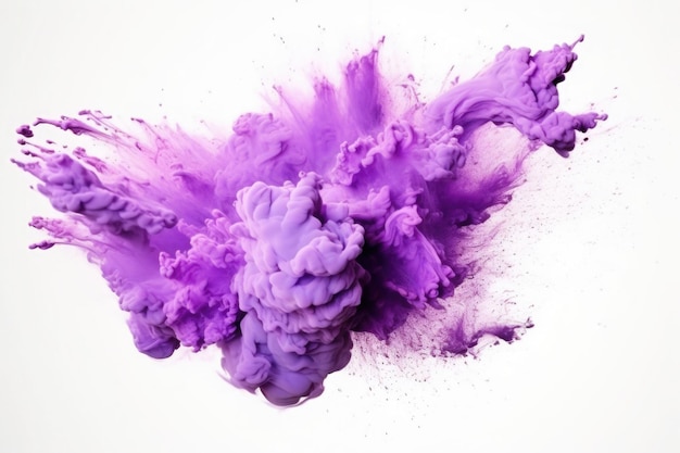 Explosión de pintura violeta sobre fondo blanco Fondo abstracto fluido Explosión de color Ilustración generativa de IA