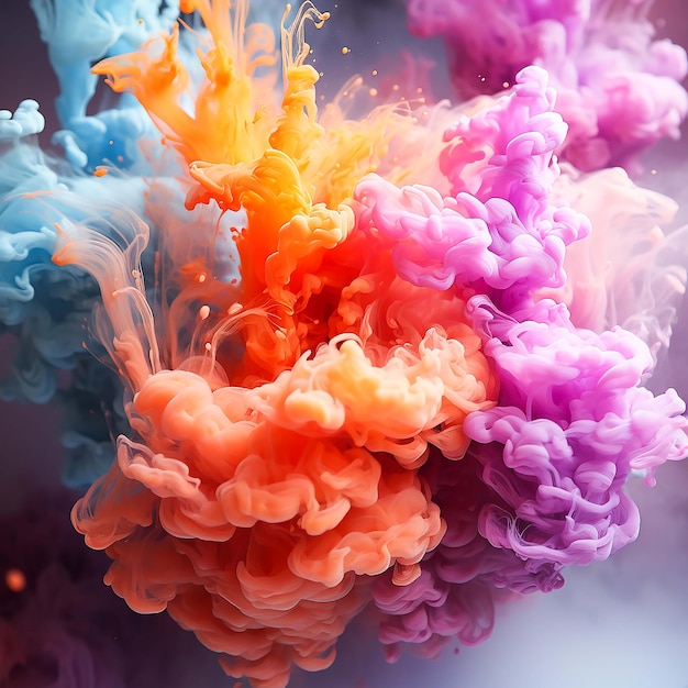 explosión de polvo de arco iris mixto colorido aislado sobre fondo blanco generado por AI