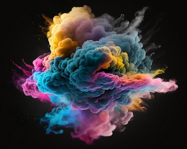 Foto explosión de polvo de color generativo ai