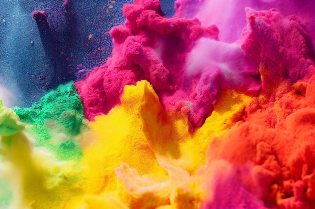 Explosión de polvo de color de pintura holi imagen de primer plano concepto de celebración hindi día de festividad india