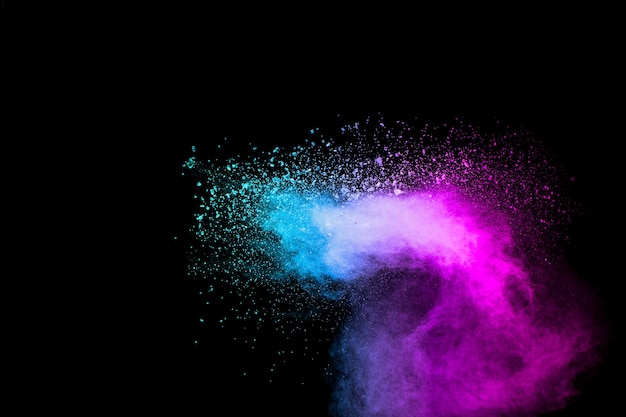 Explosión de polvo de color rosa azul