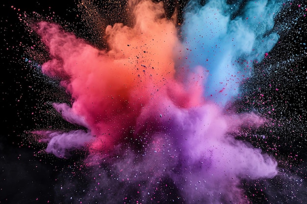 Explosión de polvo de color sobre un fondo negro