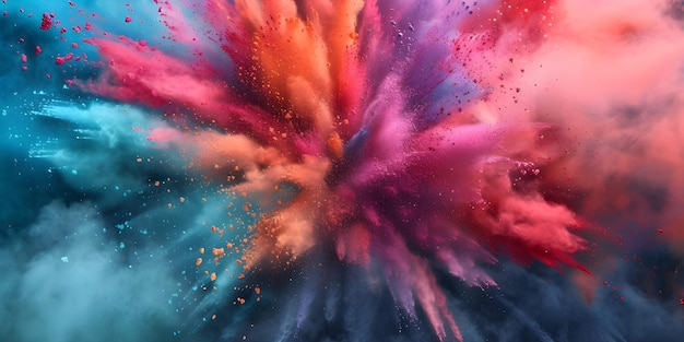 Explosión de polvo de color vibrante en fondo sólido generado por Ai