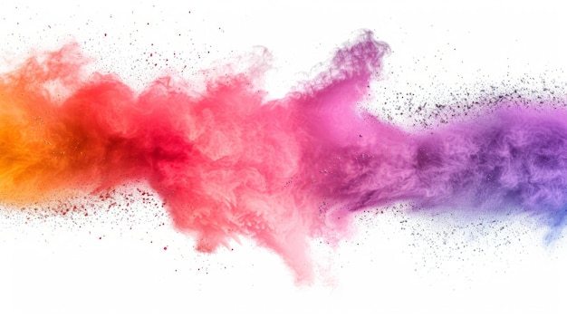 Explosión de polvo de colores en fondo blanco Nube de colores Polvo de colores explota Pintura Holi