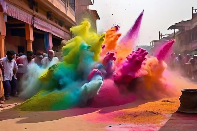 Explosión de polvo de colores