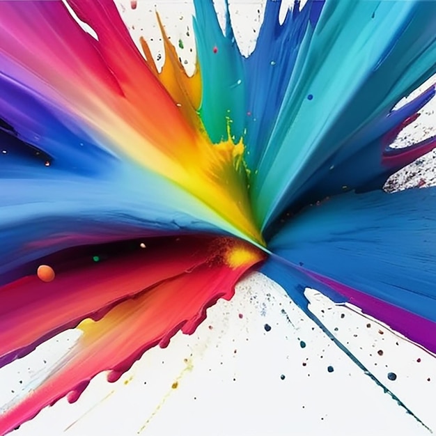 Explosión de polvo multicolor de arco iris con generación de IA