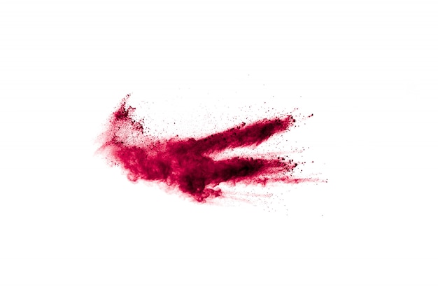 Explosión de polvo rojo abstracto en blanco