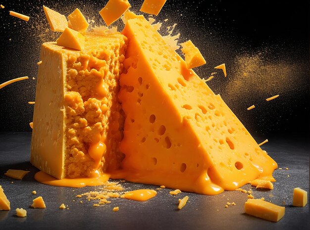 explosión de queso cheddar