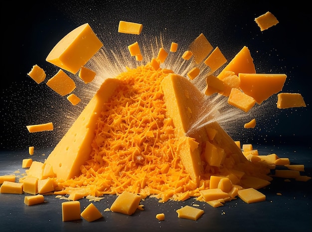 explosión de queso cheddar