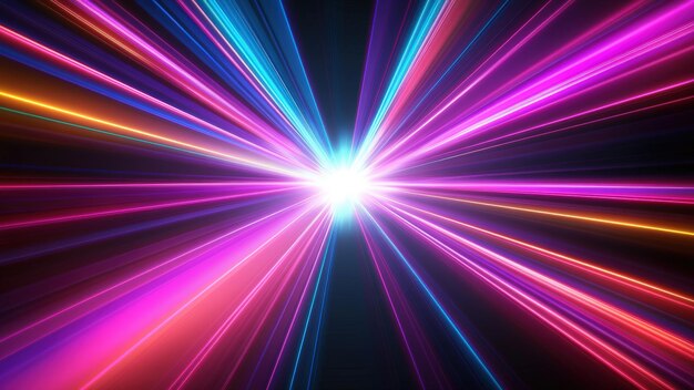 Una explosión de rayos de luz coloridos que irradian hacia afuera