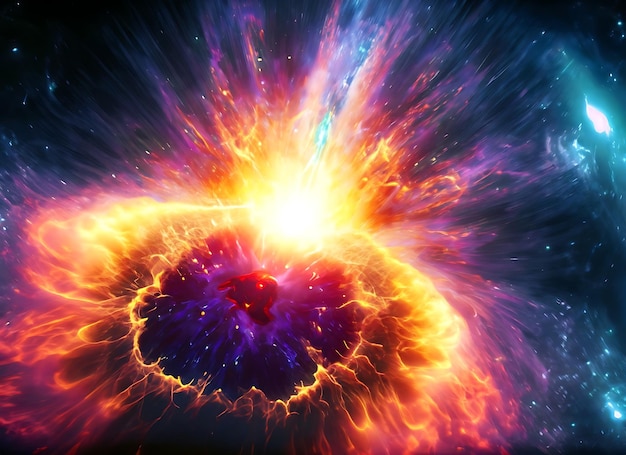explosión de supernova de energía colorida en el espacio fondo abstracto