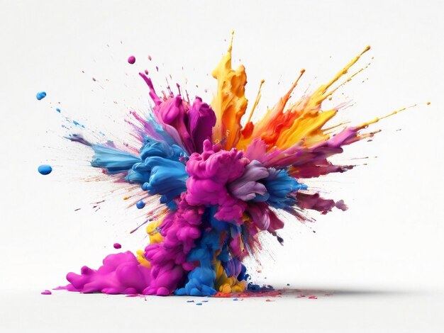 Explosión de tinta arco iris de colores con un fondo blanco Imagen generada por IA