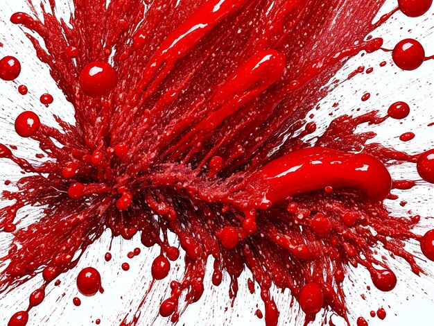 Foto una explosión vibrante de gotas rojas y salpicaduras como una danza ardiente de ketchup ai_generated