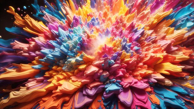 Explosion von farbenfrohem trockenem Pulver mit spritzendem Hintergrund Ai Image