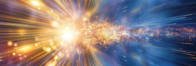 Foto explosion von hochgeschwindigkeits-lichtpartikeln im weltraum