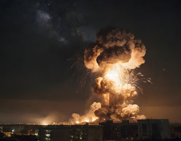 Explosionen erleuchten den Nachthimmel während der israelischen Militäroperationen