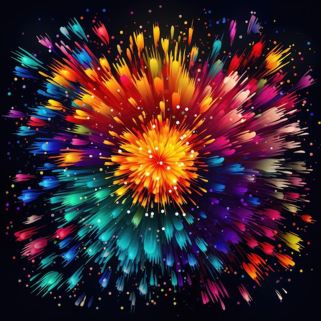 Explosionen lebendiger Farben, faszinierendes Feuerwerk auf einer dunklen Leinwand