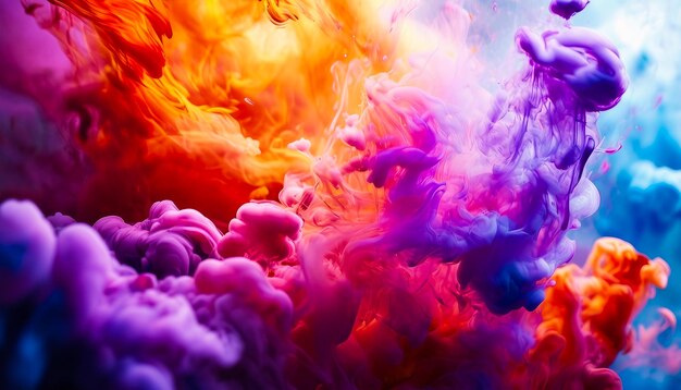 Explosiones abstractas generadas por plumas y pinturas de color