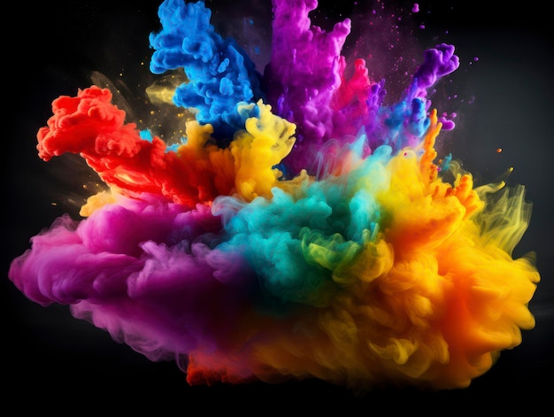 Foto explosiones de color pintan nubes en el festival holi aislado