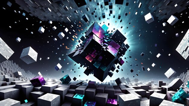 Explosiones de cubos coloridos de Minecraft Bloques coloridos de minecraft Texturas de superficie de voxel Cubos de superficie de minecraft