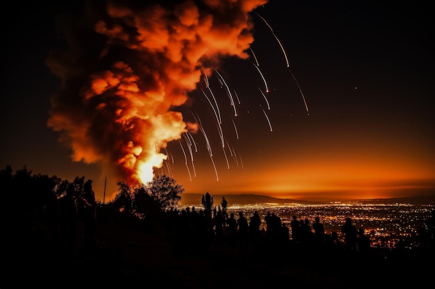 Explosiones iluminan el cielo nocturno durante operaciones militares israelíes