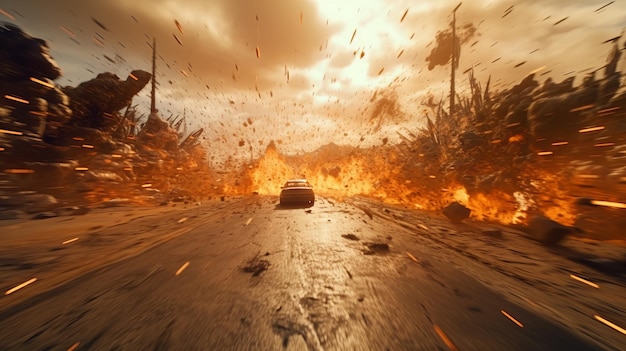 Explosive und chaotische Weltzerstörung in Unreal Engine Ein traumhafter filmischer Motion Blur Shot