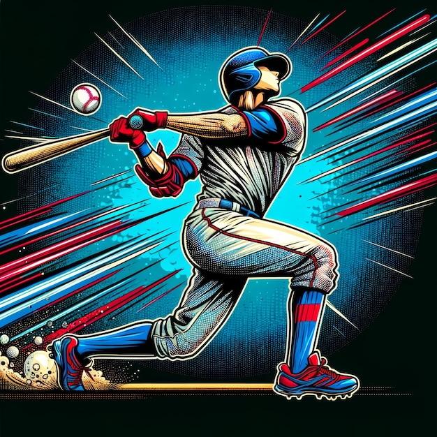 Explosiver Baseball-Hit Eine actionreiche Illustration