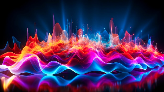 Explosões de conexões neurais criando composições abstratas de cores e ondas