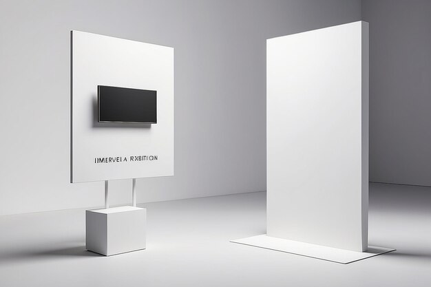 Exposição de Arte de Realidade Virtual Experiência Imersiva Mockup de sinalização com espaço branco vazio para colocar seu projeto