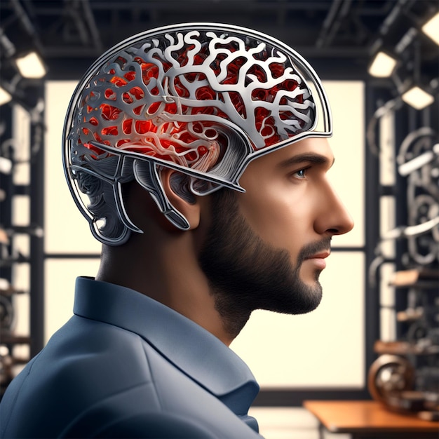 Exposição de um homem preso em sua mente homem em seu cérebro como uma exposição 4k realista ultra realista