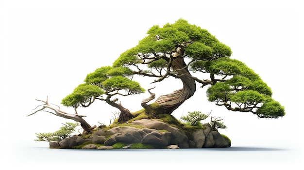 Exposición de bonsai aislado de serenidad y elegancia