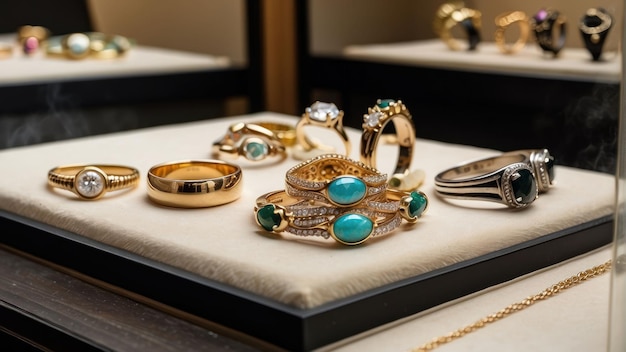 Exposición de joyas elegantes en una boutique de lujo