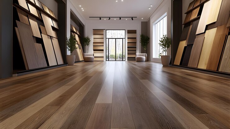 Exposición moderna con varias muestras de madera
