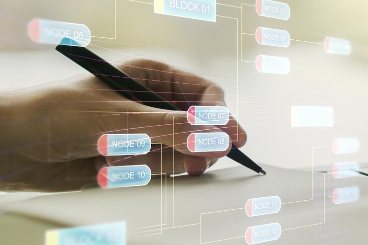 Foto exposición múltiple de boceto de codificación creativa abstracta y escritura a mano del hombre en un cuaderno sobre inteligencia artificial de fondo y concepto de redes neuronales