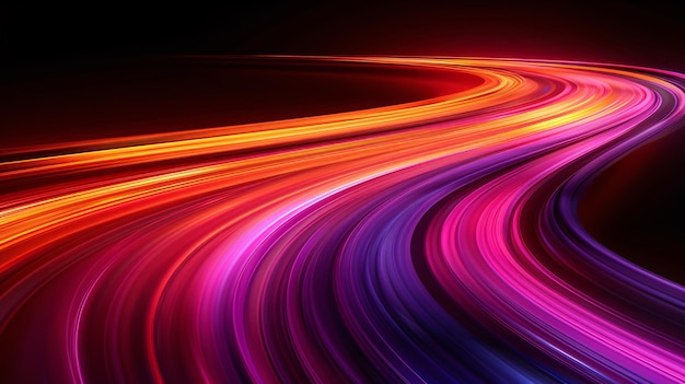 Exposición prolongada de las luces de los automóviles que conducen a alta velocidad en la carretera por la noche