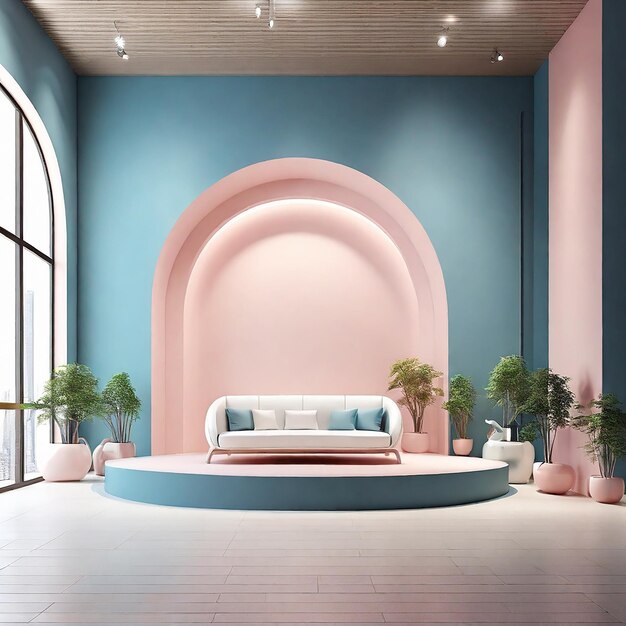 una exposición de renderización en 3D de fondo