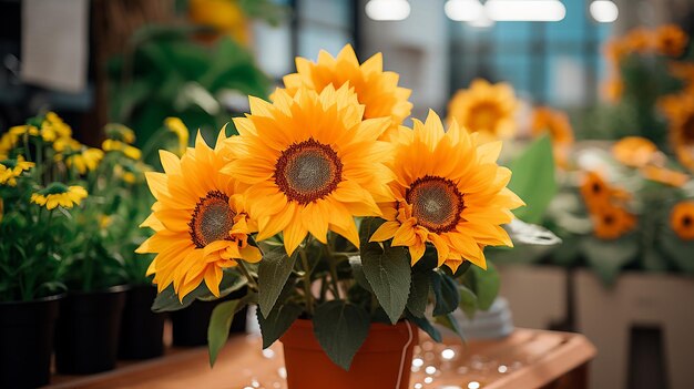 Exposición de la tienda de girasoles