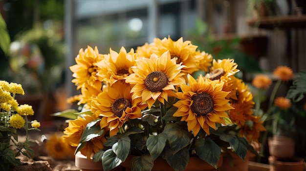 Exposición de la tienda de girasoles