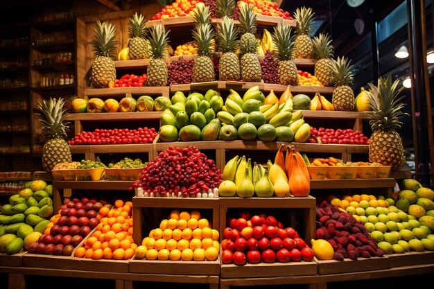 Exposiciones de frutas de colores