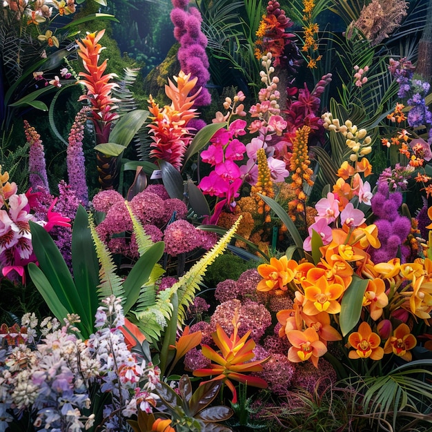 Exposições botânicas no Chelsea Flower Show Jardim colorido com várias flores