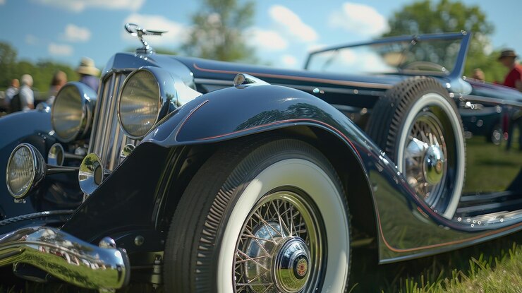 Foto exposições de carros antigos capturas cinematográficas de exposições de carros antigos e eventos de delegacia de concursos com ilustrações geradas por ia de classe meticulosamente mantidas