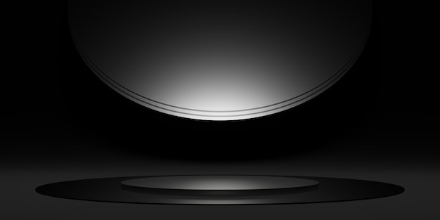 Expositor círculo simples escuro zen concept stage ilustração moderna 3d de base abstrata