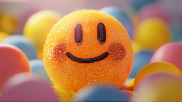 una expresión sonriente de emoji amarillo