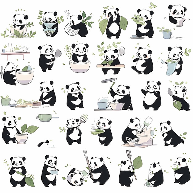 Foto expresiones caprichosas del panda libro para colorear con una variedad de emociones