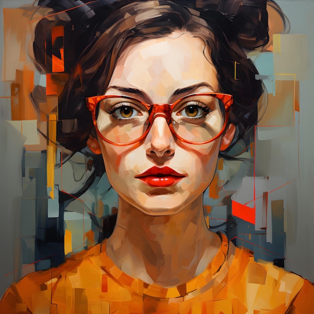 Expresionismo Arte de la mujer con gafas