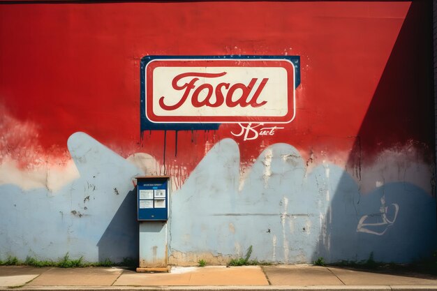 Foto expresiva señalización del servicio postal adorna una pared pintada vibrante